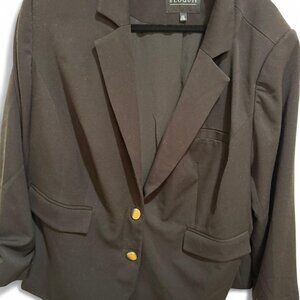 Classic Black Elegant Eloquii Blazer w/Gold Buttons Jacket Sz 22P - EUC
